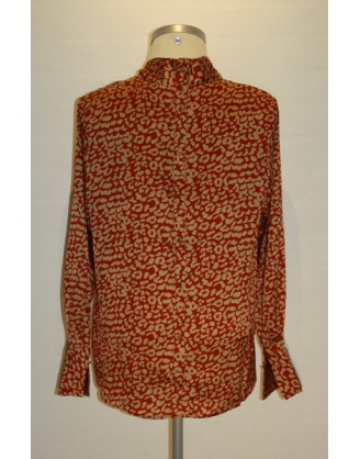 Skjorte med leopardmønster i rød og guld